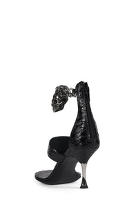 GRIM Jeffrey Campbell Heeled Thong Sandal Black Snake Silver