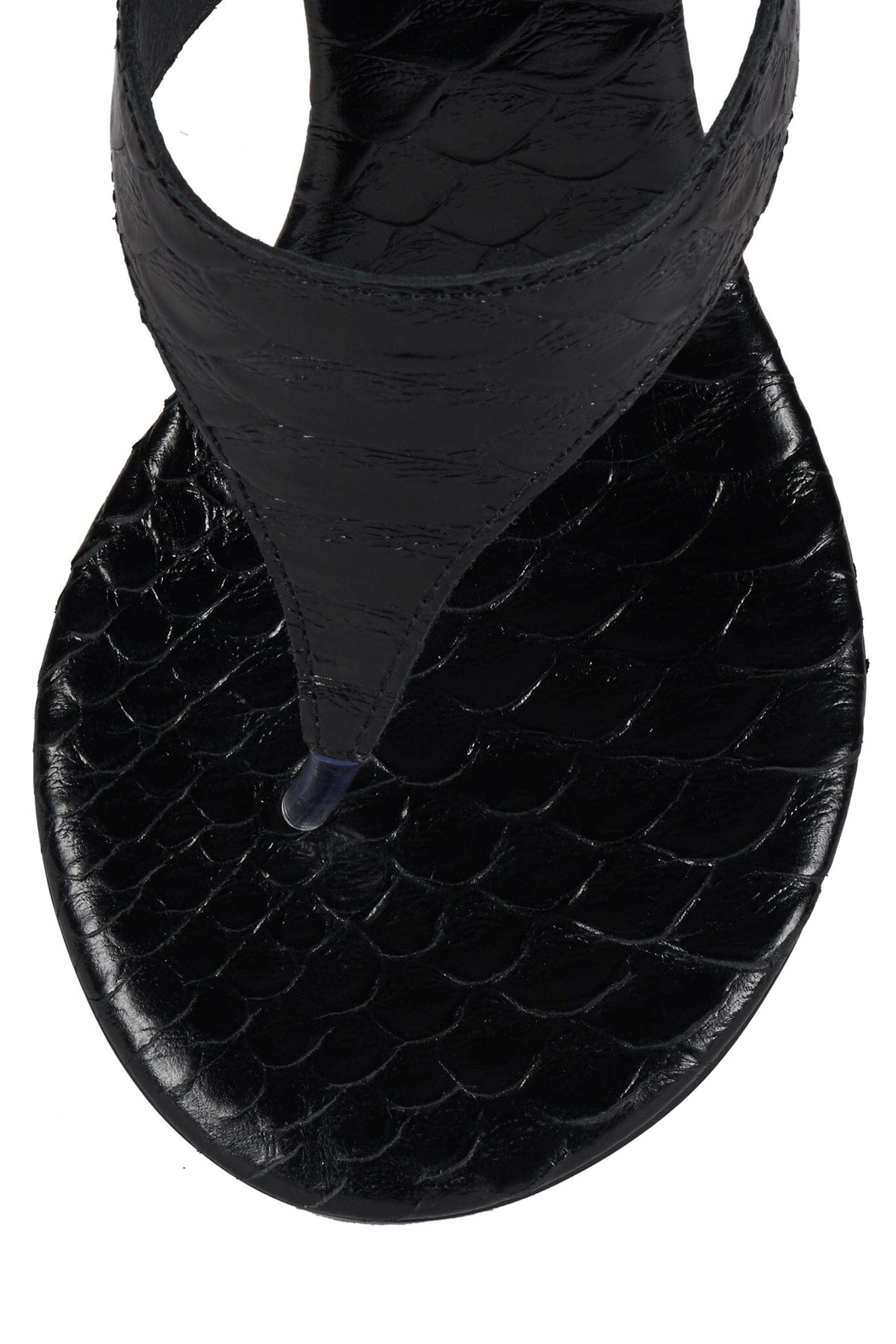 GRIM Jeffrey Campbell Heeled Thong Sandal Black Snake Silver