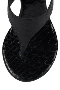 GRIM Jeffrey Campbell Heeled Thong Sandal Black Snake Silver