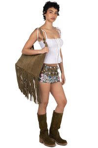 GUMBALL Jeffrey Campbell Corset Belt Khaki Suede 