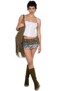 GUMBALL Jeffrey Campbell Corset Belt Khaki Suede 