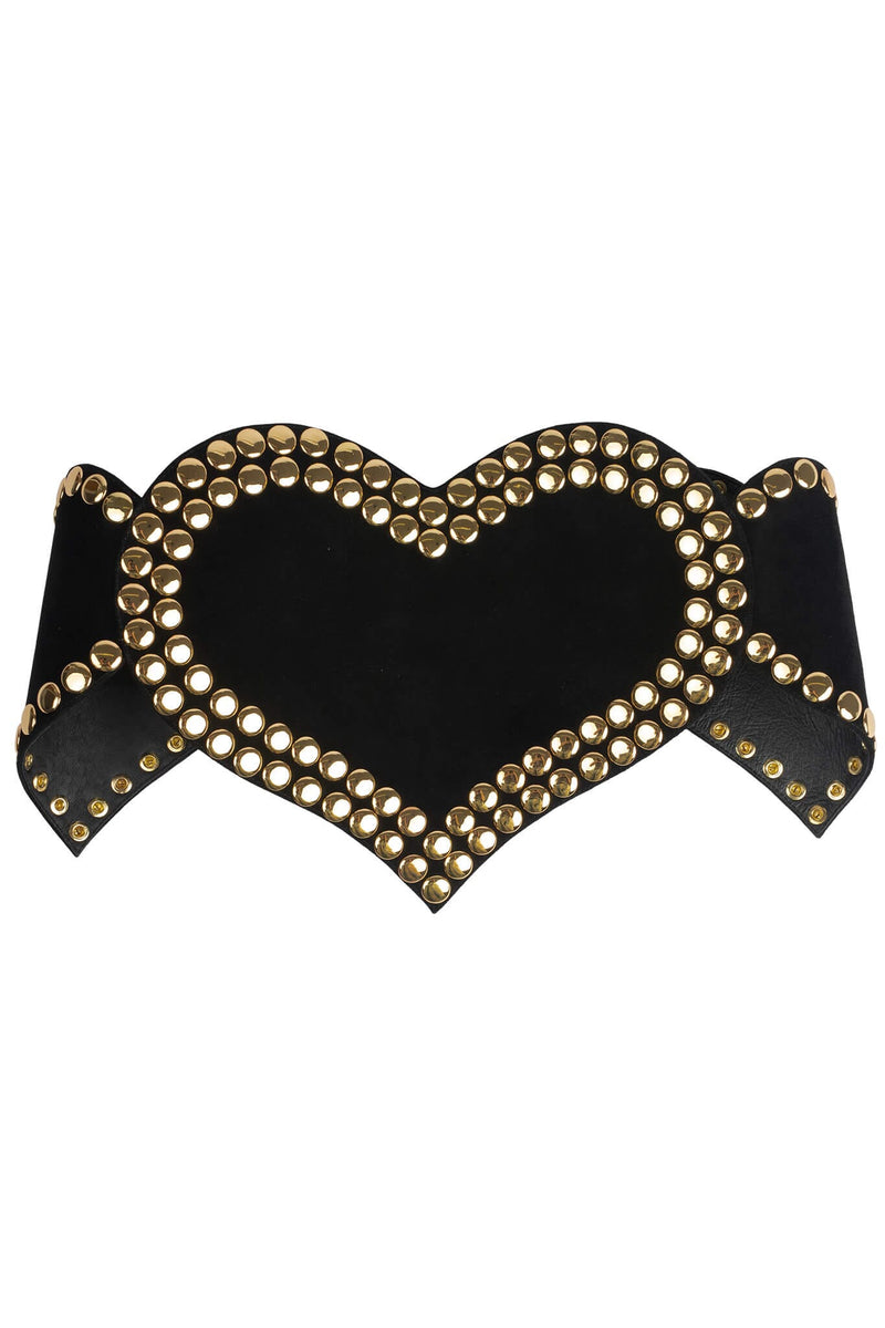 HEART-CORE Jeffrey Campbell Oversized Belt Black Suede Gold