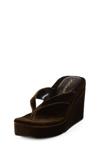 HEY-BABE Jeffrey Campbell Wedge Sandal Brown Velvet