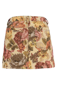 HEY-NOW-T Jeffrey Campbell Skirt Beige Floral Tapestry _hover