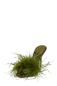 HEY-YA Heeled Mule Green Satin Combo 