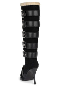 HIVER Jeffrey Campbell Knee-High Boot Black Suede Natural