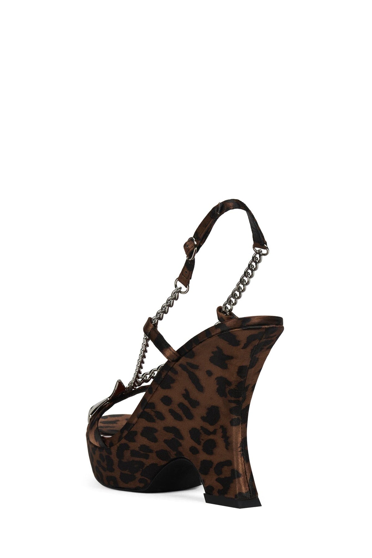 HOTTIE Jeffrey Campbell Wedge Sandal Tan Cheetah Satin Silver