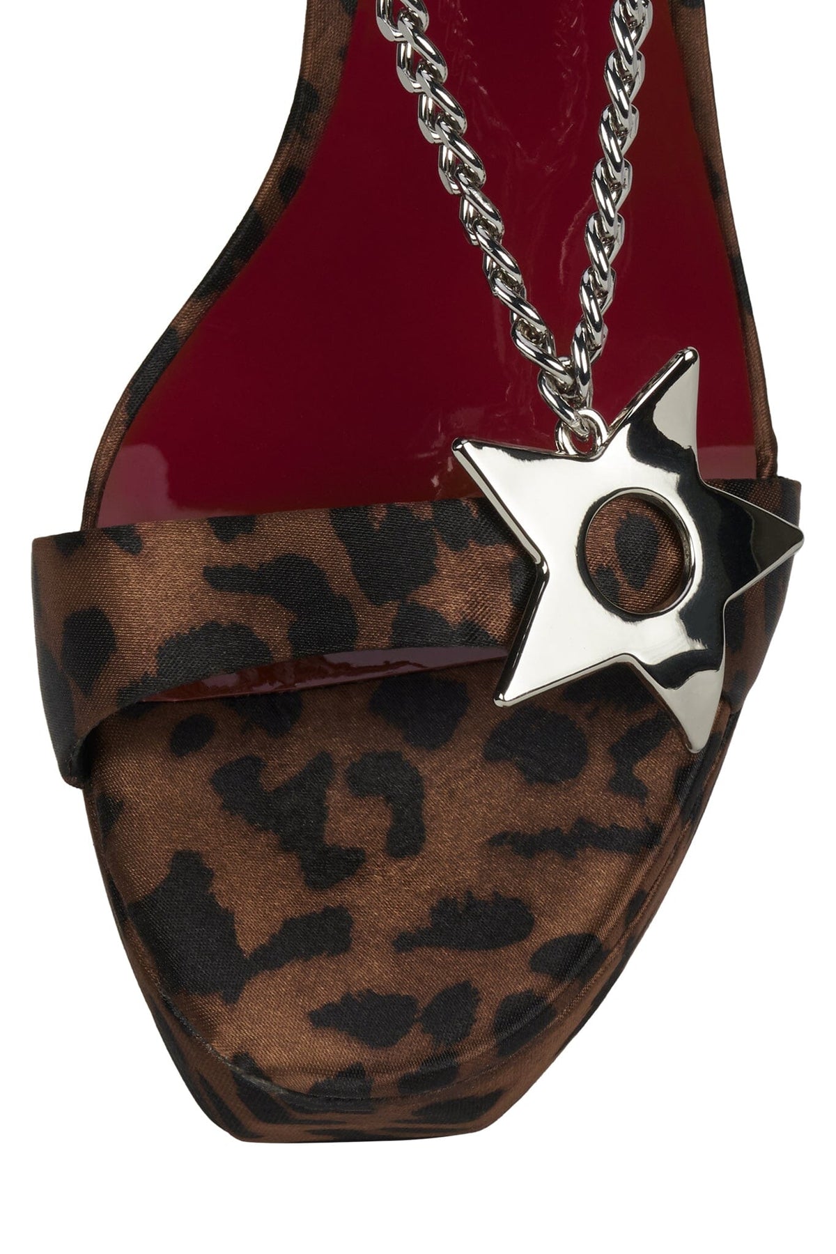 HOTTIE Jeffrey Campbell Wedge Sandal Tan Cheetah Satin Silver