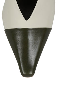 INVESTOR Jeffrey Campbell Heeled Sandal Dark Khaki Ivory Combo
