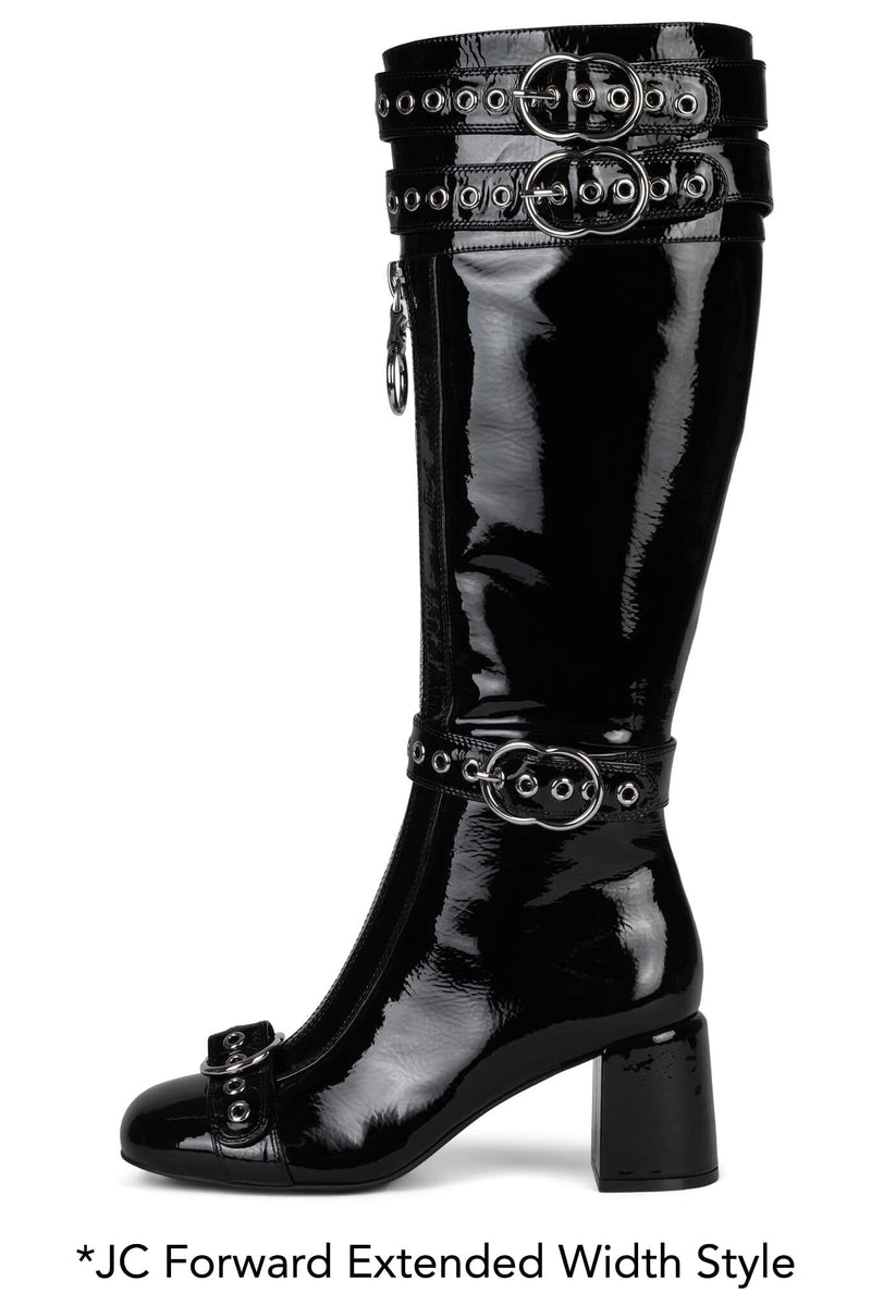 JENINE-W Knee-High Boot ST Black Patent Silver 6 