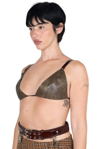 JUNIA TOP Jeffrey Campbell Triangle Bra Top Taupe Brown Combo