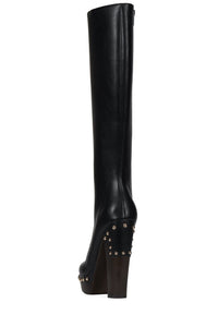 KAMARI Jeffrey Campbell Platform Knee-High Boot Black Gold