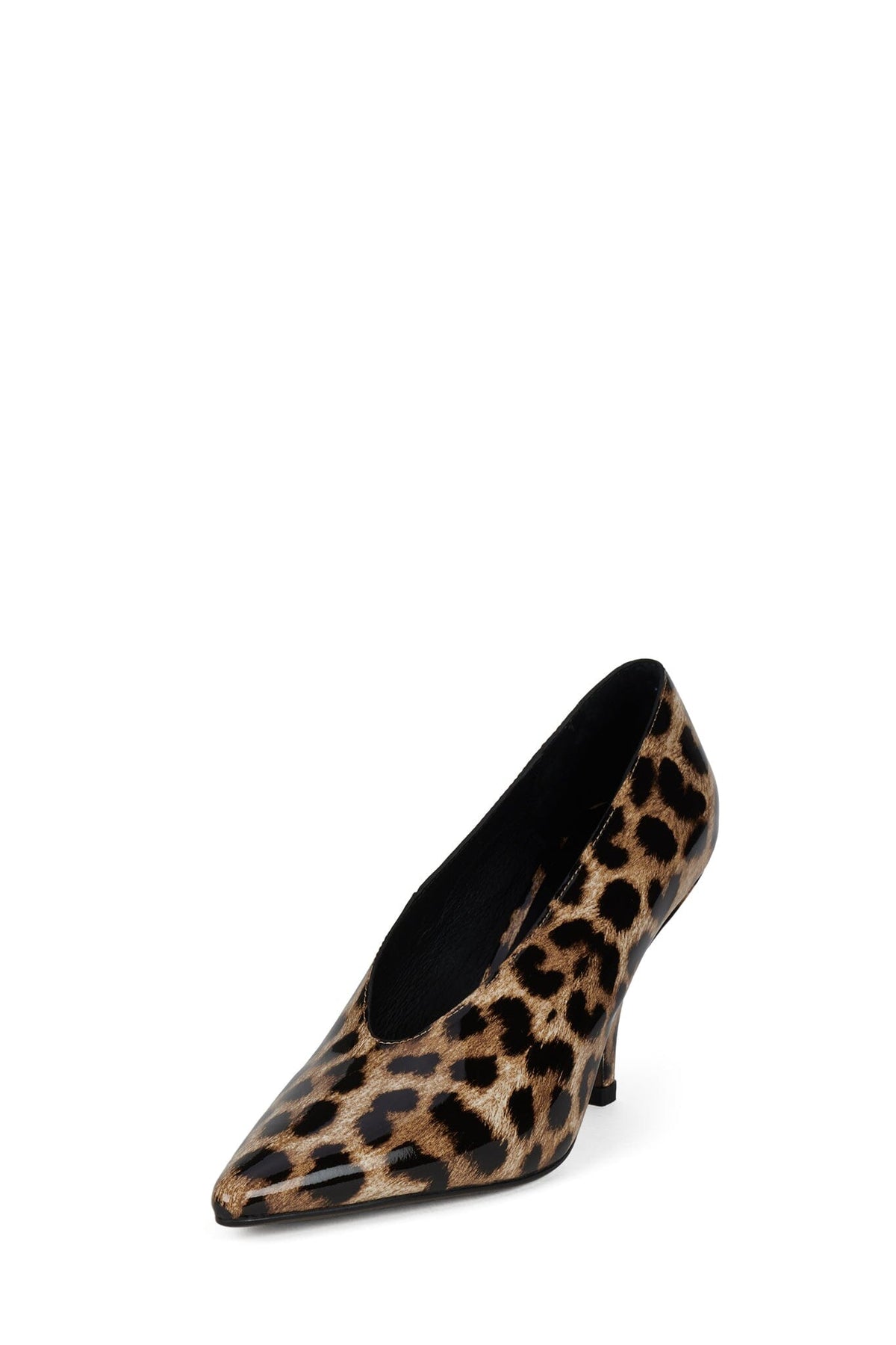 LAUFEY Heeled Mule Tan Leopard Patent _hover