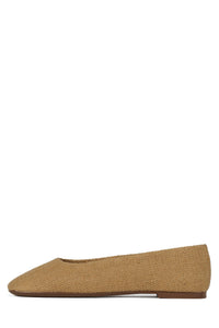 LISTOS Jeffrey Campbell Square-Toe Flat Tan Canvas