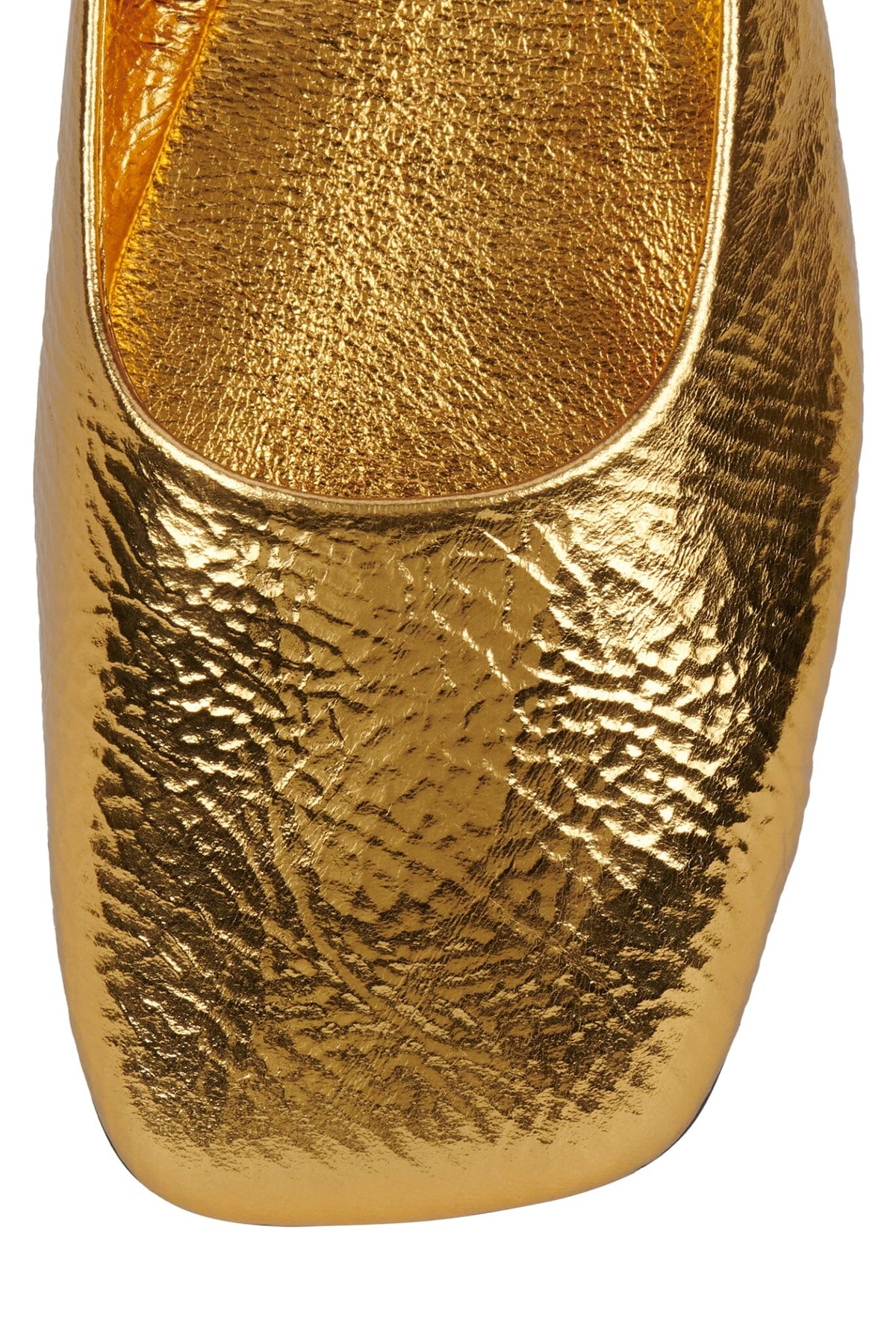 LISTOS Jeffrey Campbell Square-Toe Flat Gold Crinkle