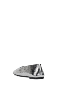 LISTOS Jeffrey Campbell Square-Toe Flat Silver Crinkle