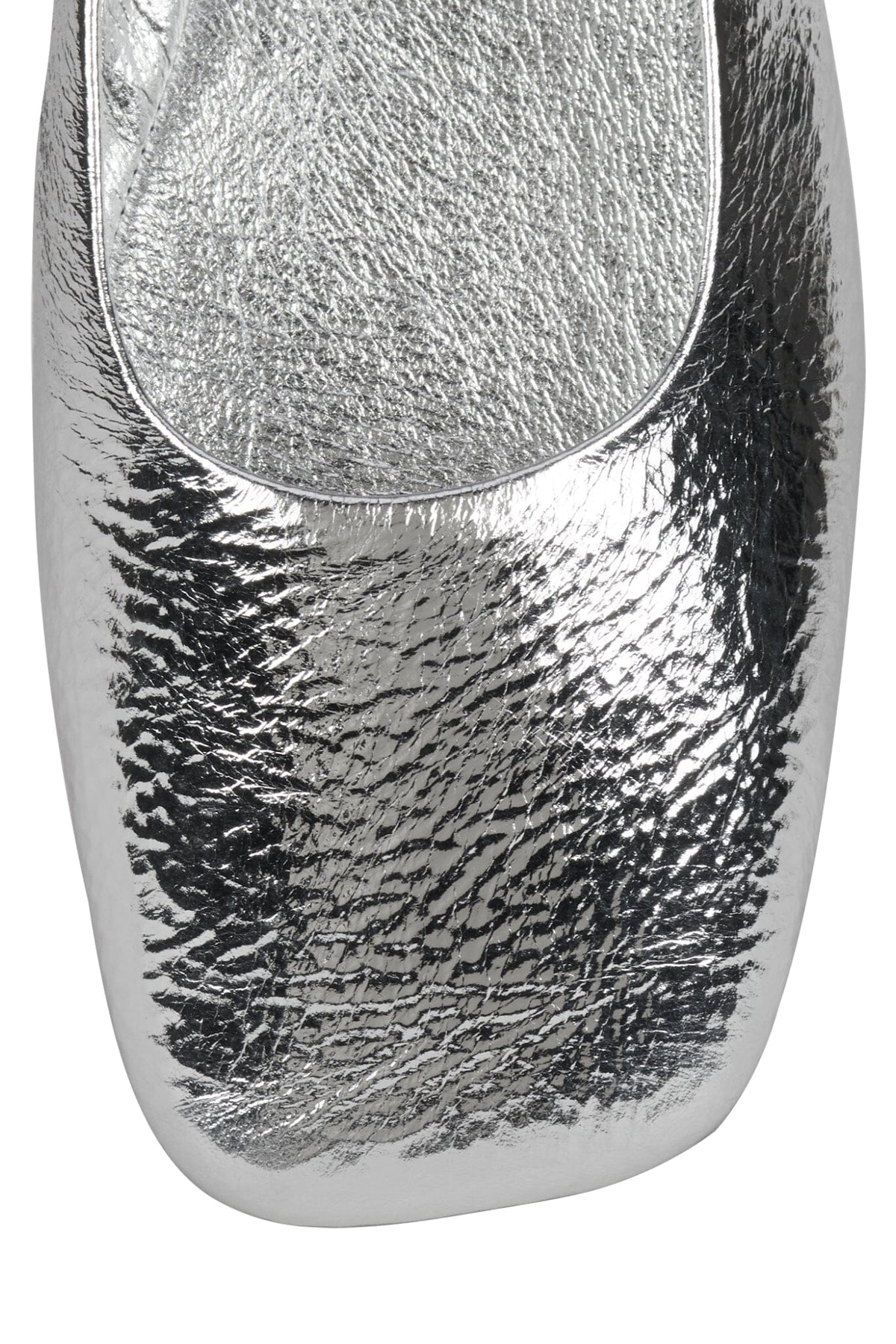 LISTOS Jeffrey Campbell Square-Toe Flat Silver Crinkle