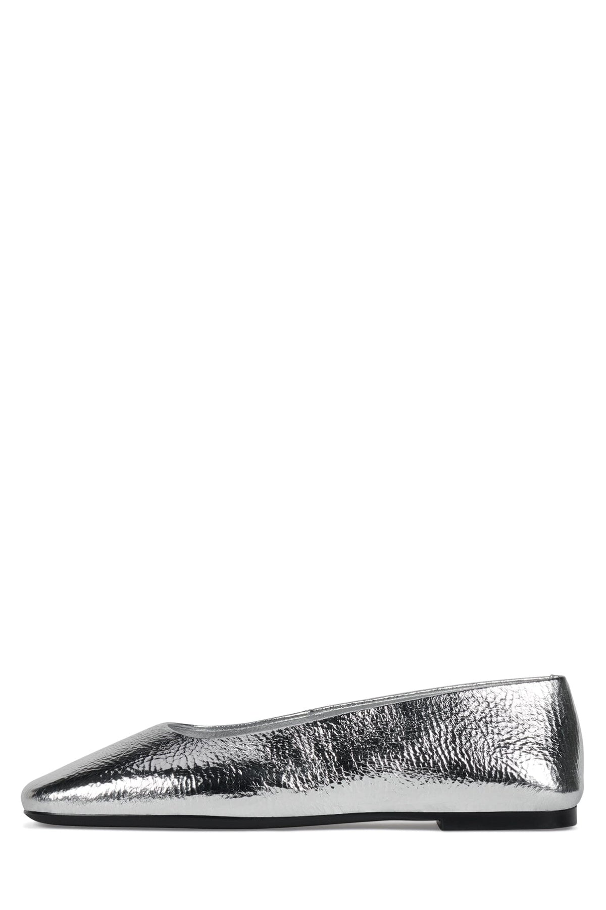 LISTOS Jeffrey Campbell Square-Toe Flat Silver Crinkle