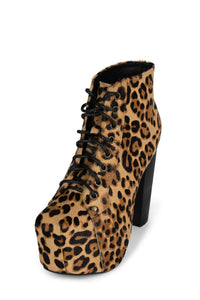 LITA-FUR Jeffrey Campbell Platform Bootie Black Tan Cheetah