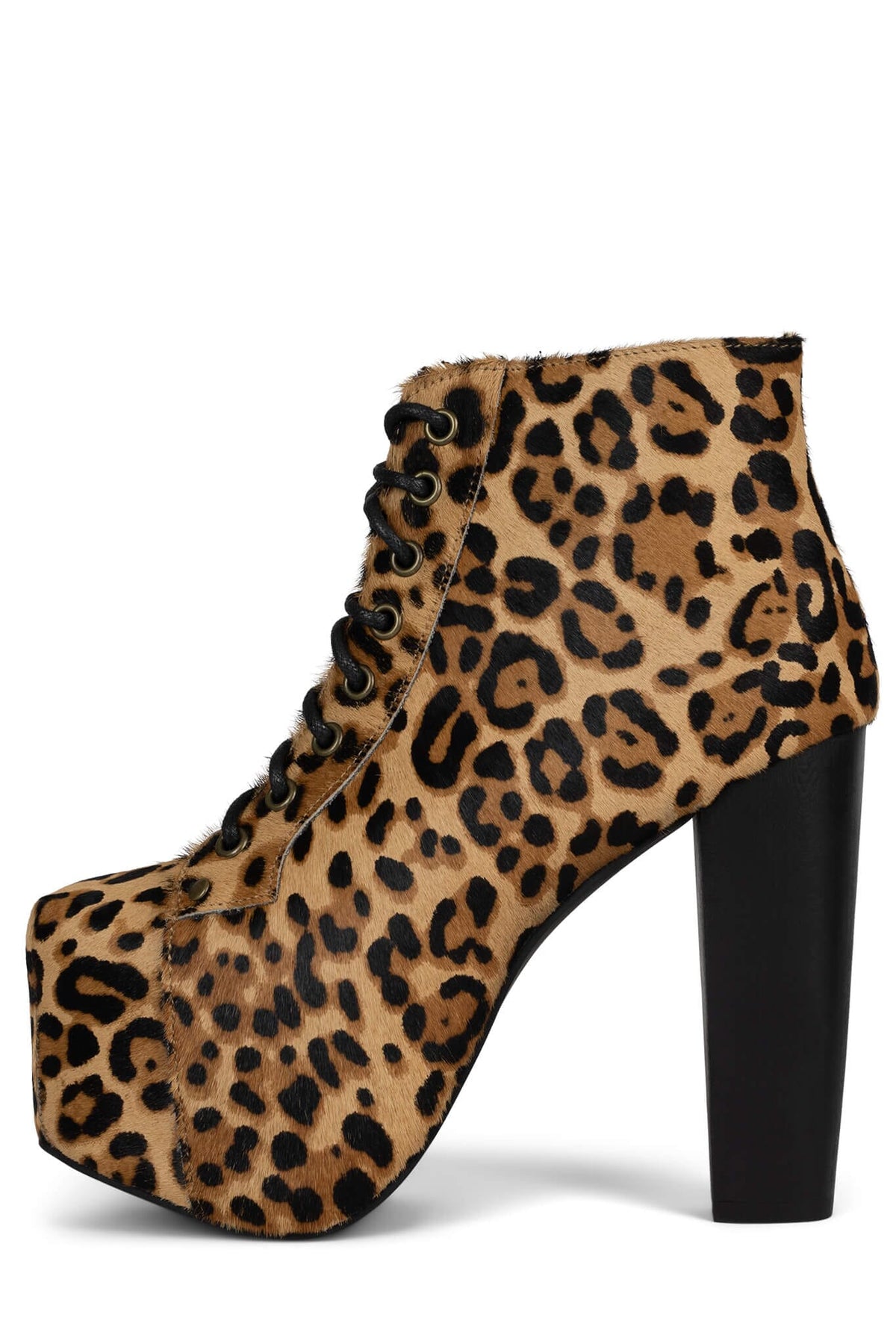 LITA-FUR Jeffrey Campbell Platform Bootie Black Tan Cheetah