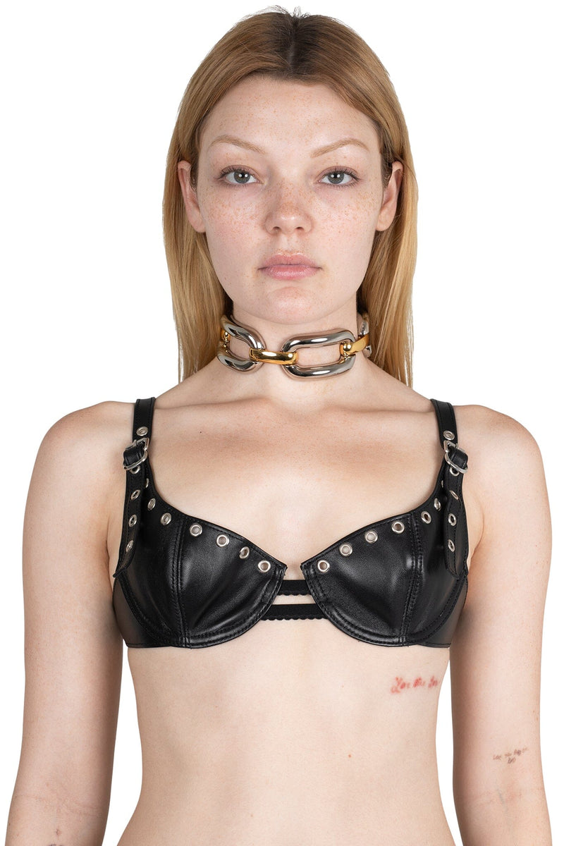 LOCK-IT CHOKER Jeffrey Campbell Chain-Link Choker Gold Silver Combo 