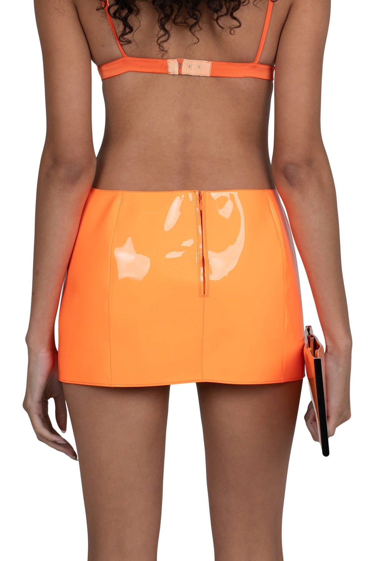 MAISY Jeffrey Campbell Skirt Orange Neon Patent