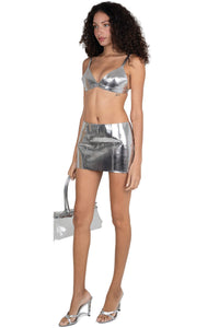 MAISY SKIRT Jeffrey Campbell Mini Skirt Silver Grid