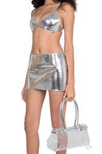 MAISY SKIRT Jeffrey Campbell Mini Skirt Silver Grid _hover