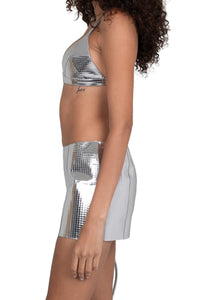 MAISY SKIRT Jeffrey Campbell Mini Skirt Silver Grid