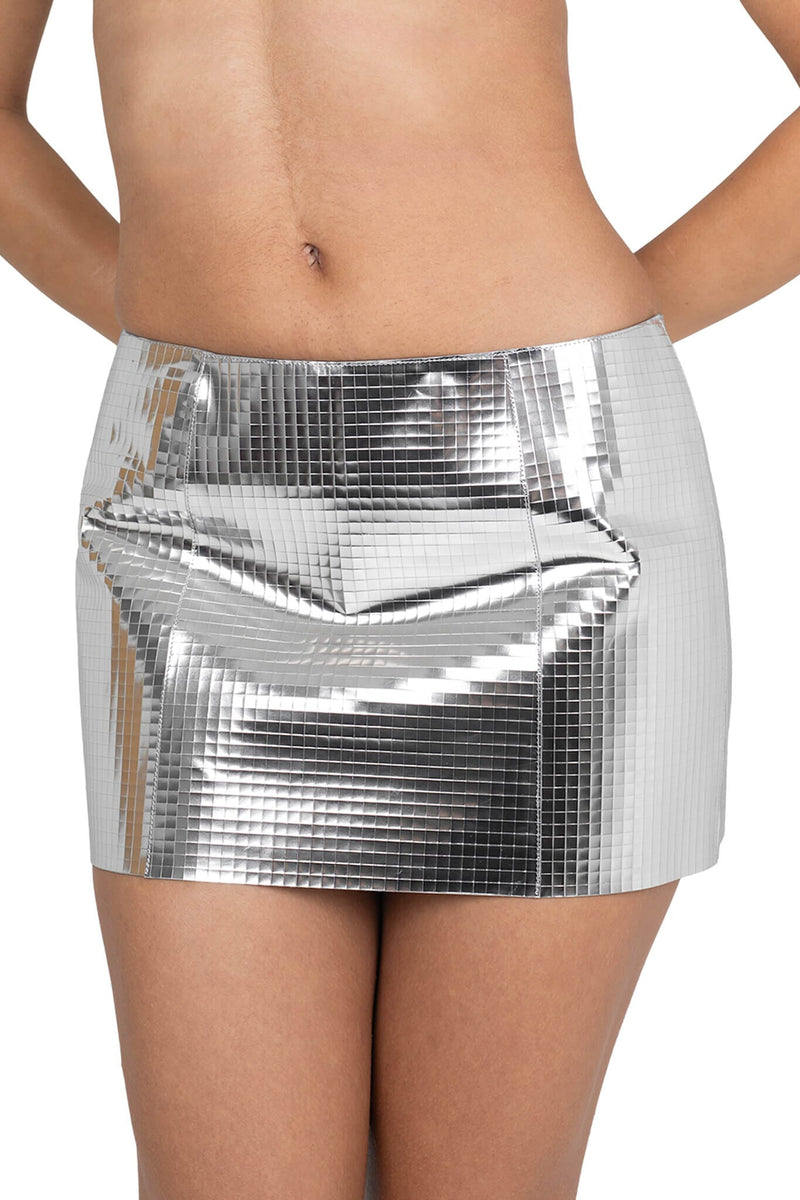 MAISY SKIRT Jeffrey Campbell Mini Skirt Silver Grid