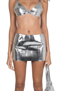 MAISY SKIRT Jeffrey Campbell Mini Skirt Silver Grid