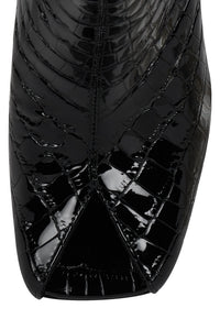 MALINA Jeffrey Campbell Wedge Boot Black Patent Croco