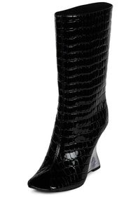 MALINA Jeffrey Campbell Wedge Boot Black Patent Croco
_hover