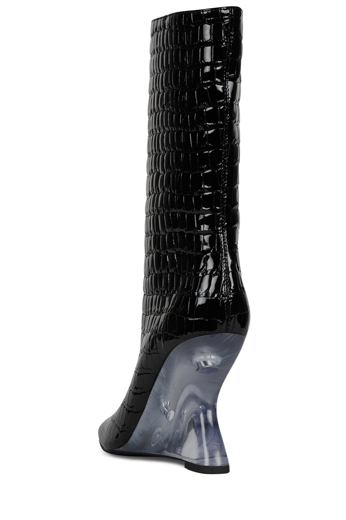 MALINA Jeffrey Campbell Wedge Boot Black Patent Croco