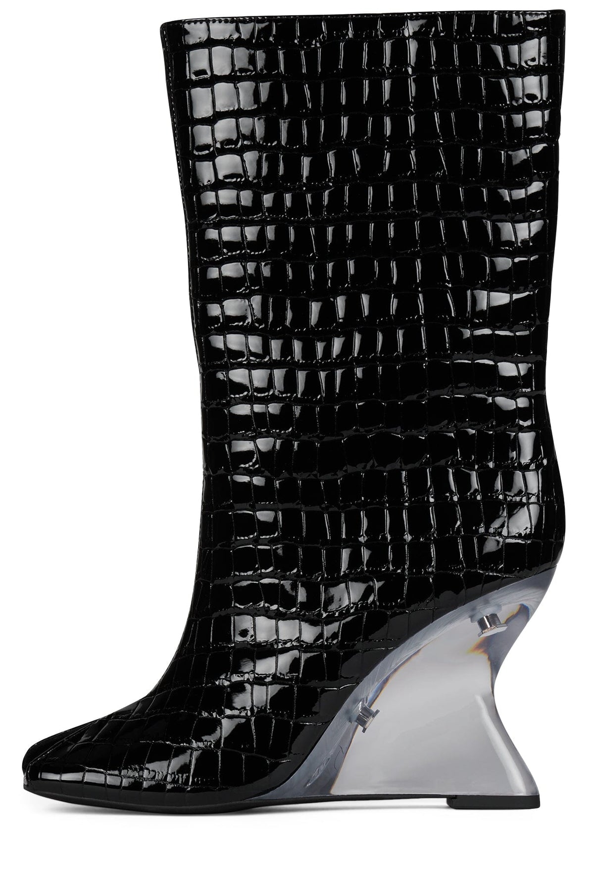 MALINA Jeffrey Campbell Wedge Boot Black Patent Croco