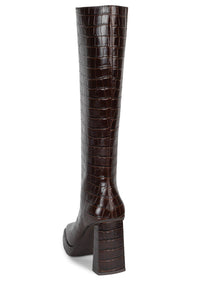 MAXIMAL-3 Jeffrey Campbell Knee-High Boot Brown Croco