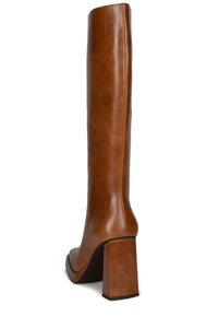 MAXIMAL-3 Jeffrey Campbell Knee-High Boot Tan Shiny
