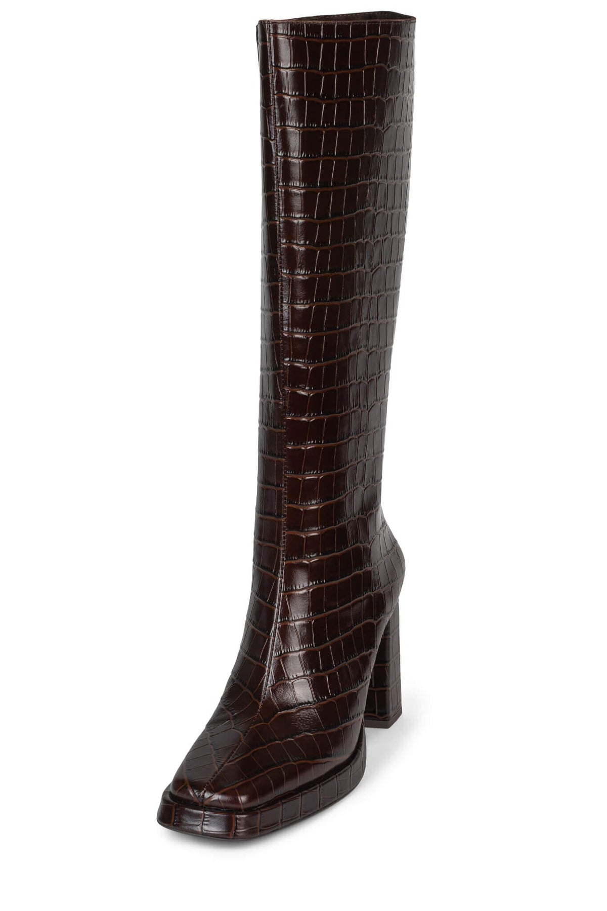 MAXIMAL-3 Jeffrey Campbell Knee-High Boot Brown Croco