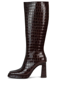 MAXIMAL-3 Jeffrey Campbell Knee-High Boot Brown Croco