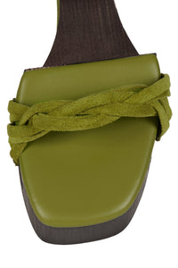 MAZES Jeffrey Campbell Platform Sandal Chartreuse Suede Brown