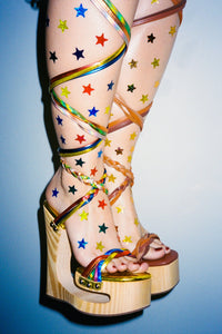 MAZES Jeffrey Campbell Platform Sandal Bright Gold Multi