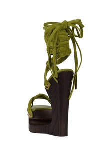 MAZES Jeffrey Campbell Platform Sandal Chartreuse Suede Brown