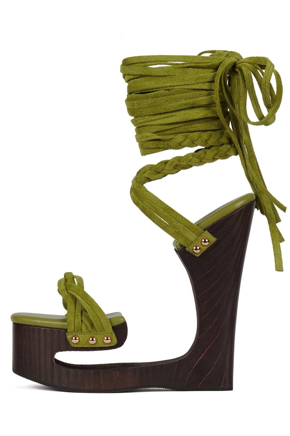 MAZES Jeffrey Campbell Platform Sandal Chartreuse Suede Brown