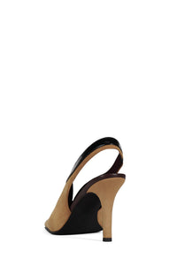 MEANS Jeffrey Campbell Heeled Sandal Beige Suede Black Combo