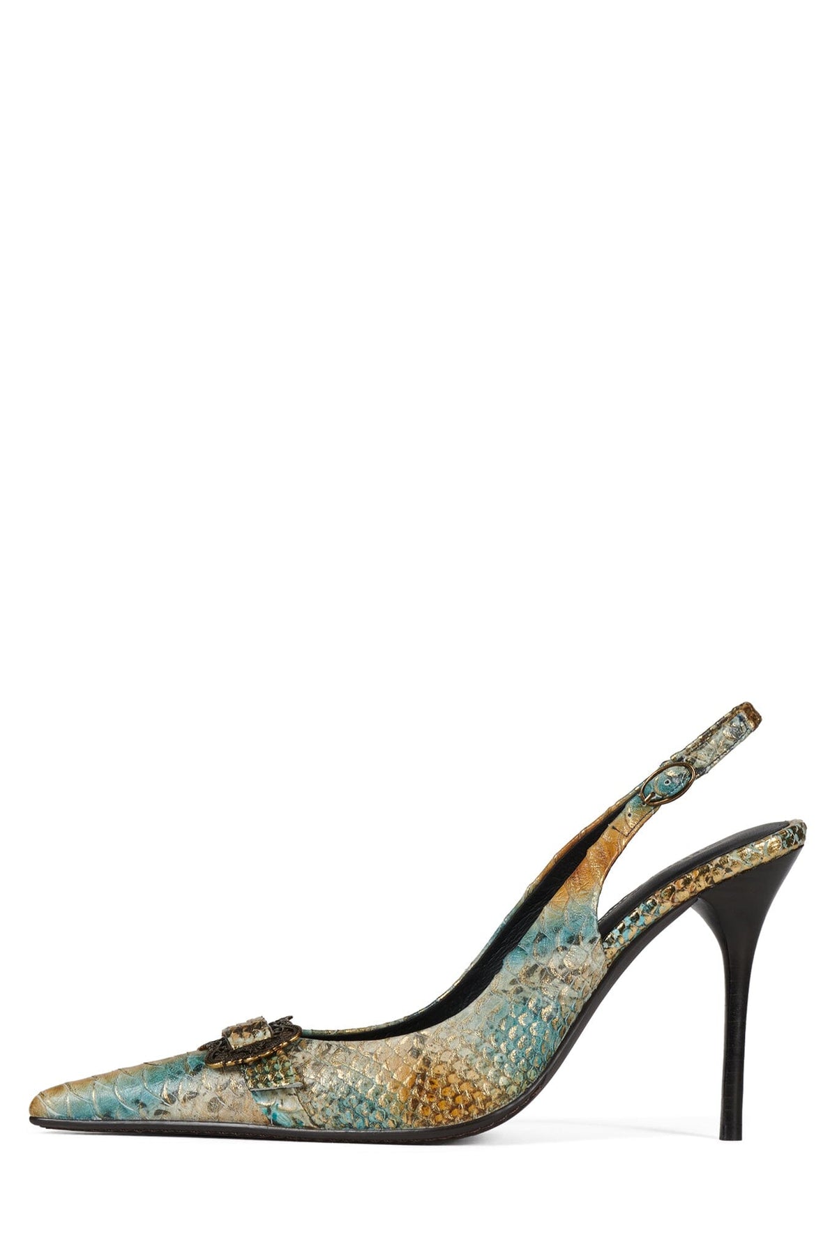 MEMENTO Slingback Heel Blue Multi Snake