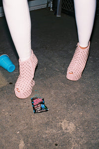 MIDNITE-Q Jeffrey Campbell Wedge Platforms Pink Suede Silver