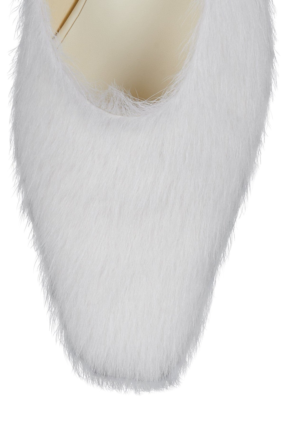 MOLLY-2F Jeffrey Campbell Heeled Mule Ivory Longhair