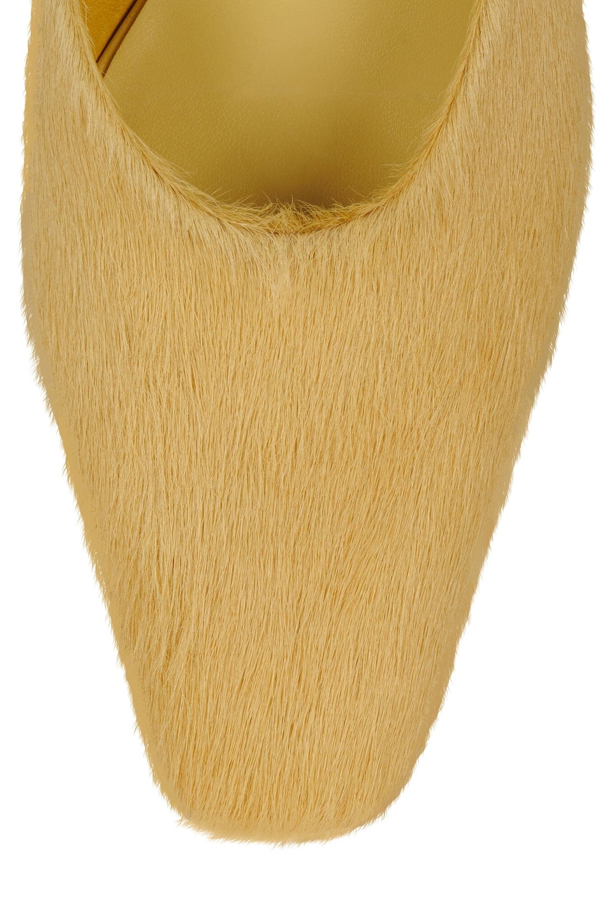 MOLLY-2F Jeffrey Campbell Heeled Mule Yellow Long Hair