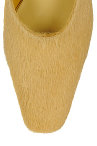 MOLLY-2F Jeffrey Campbell Heeled Mule Yellow Long Hair
