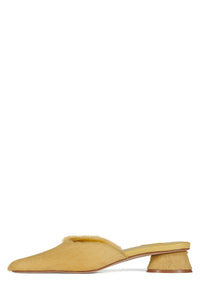 MOLLY-2F Jeffrey Campbell Heeled Mule Yellow Long Hair